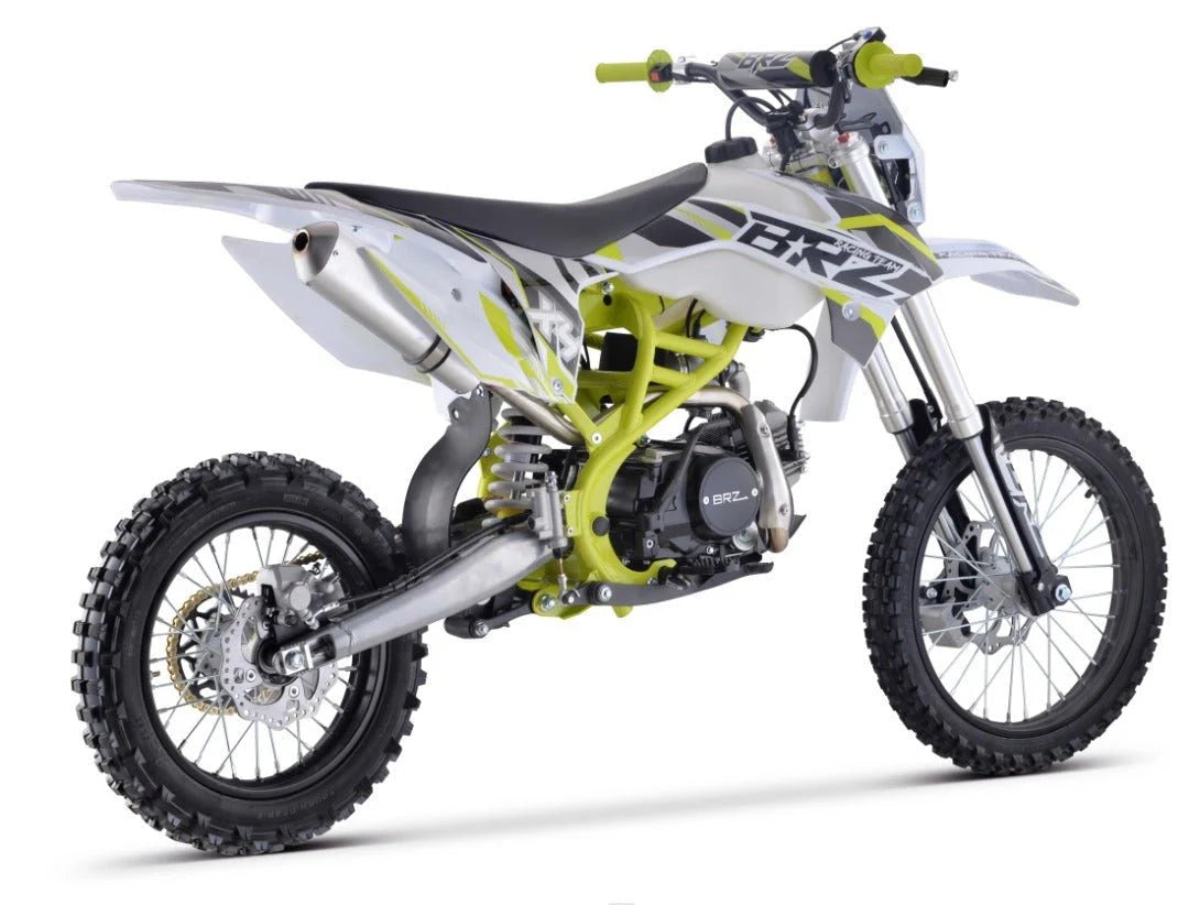 BRZ Racing Pro 140cc Manual Dirt Bike 17/14 Big Wheel Blue