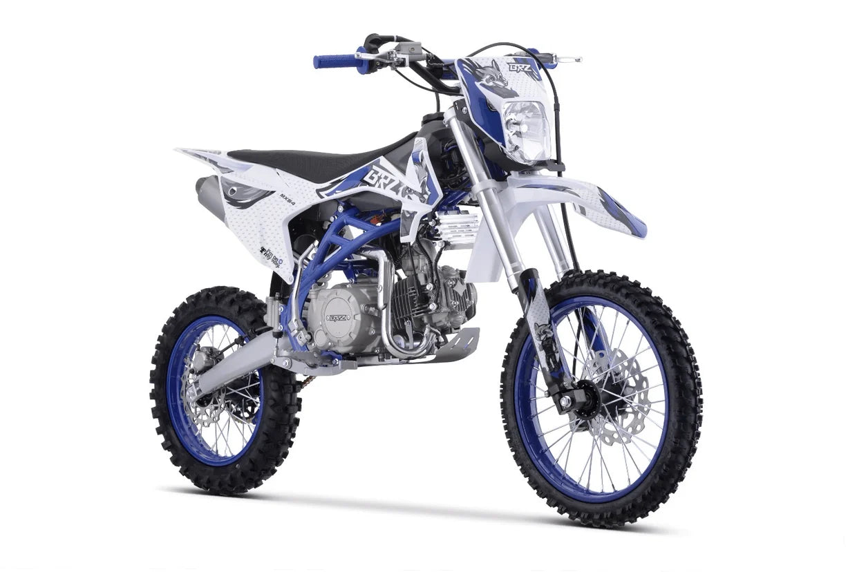 BRZ Racing Pro 140cc Manual Dirt Bike 17/14 Big Wheel Blue