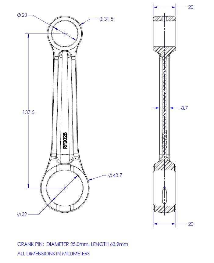 Connecting Rod Kit 80-93 Yamaha YZ It WR 465 490 500 Vintco KR2028