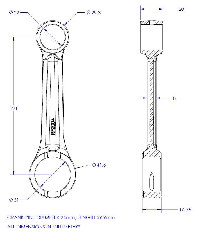 Connecting Rod Kit 74-84 Honda Fl Mt 250 Vintco KR2034