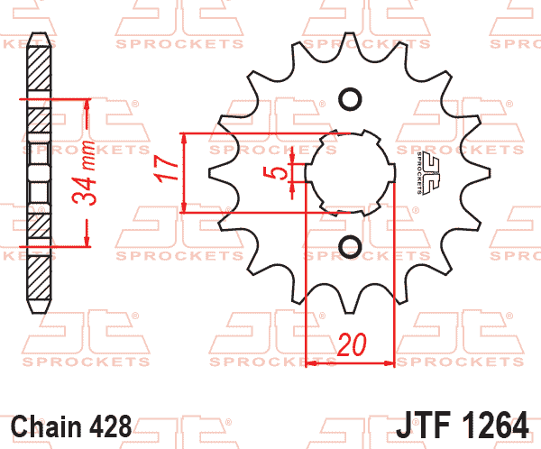 Front Sprocket JTF1264.14 428 JTF1264, JTF1264.14
