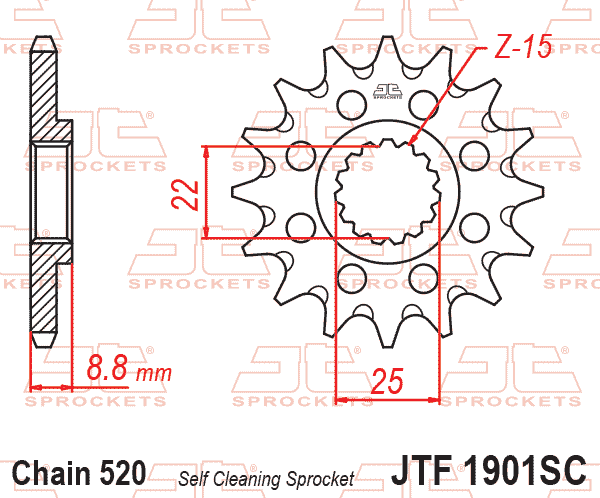 Front Sprocket JTF1901.16SC Jt Lightweight Self-cleaning