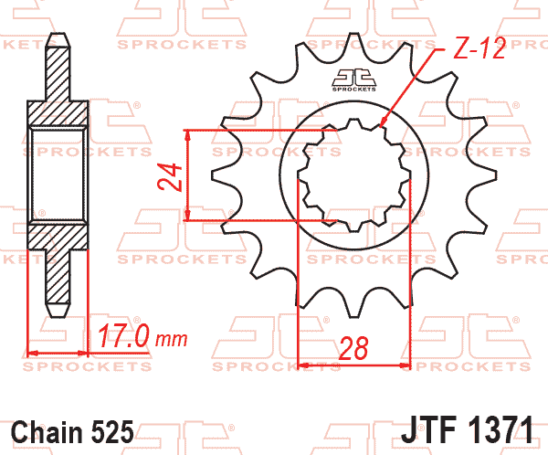 Front Sprocket JTF1371.15RB Jt, Oe Rubber Cushioned