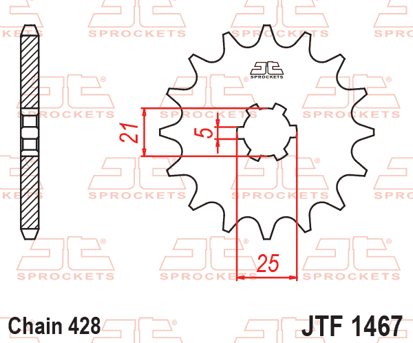 Front Sprocket JTF1467.13 Jt, Suzuki TC100 1872-1877