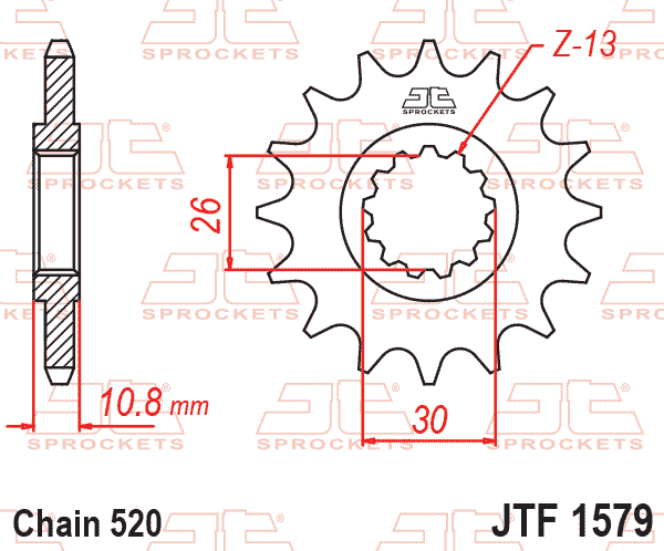 Front Sprocket JTF1579.17 Jt, 520 Chain Conversion