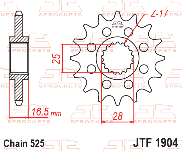 Front Sprocket JTF1904.17RB Jt, Oe Rubber Cushioned