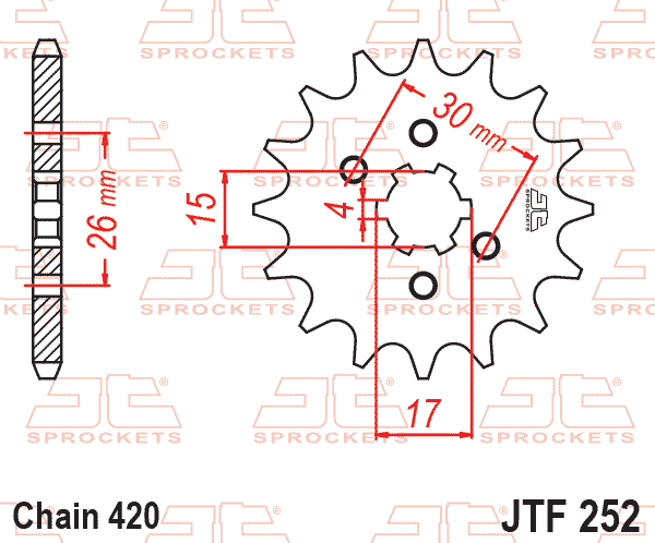 Front Sprocket JTF252.17 Jt, JTF252/253, SF255