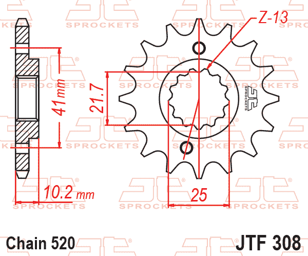 Front Sprocket JTF308.14RB Jt, Oe Rubber Cushioned