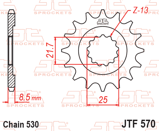 Front Sprocket JTF570.16 Jt, 530 Chain Conversion