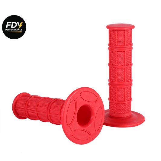 RED Motorbike Handlebar Grips – Premium Quality, Universal Fit, Anti-Vibration, Comfortable Rubber