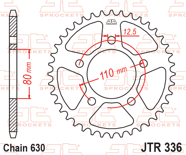 Rear Sprocket JTR336.38 Steel, Honda Road Jt