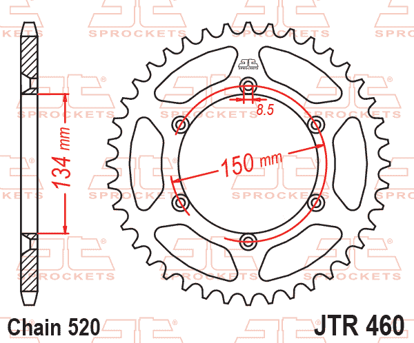 Rear Sprocket Steel Black JTR460 JTR460.53