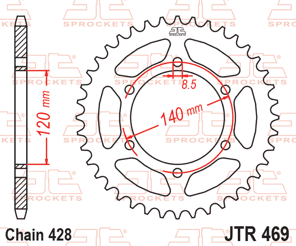 Rear Sprocket JTR469.44 Steel, Honda Road Jt