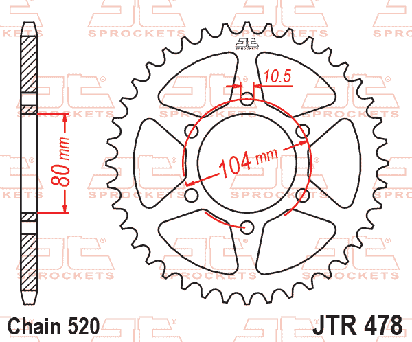 Rear Sprocket JTR478.45 Jt Silver