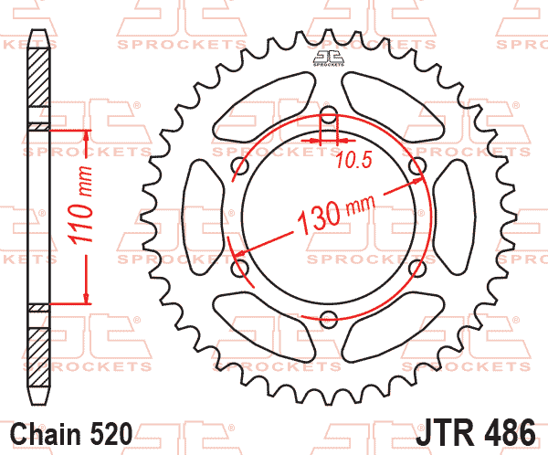 Rear Sprocket Steel JTR486.45 Black, Honda Road Jt