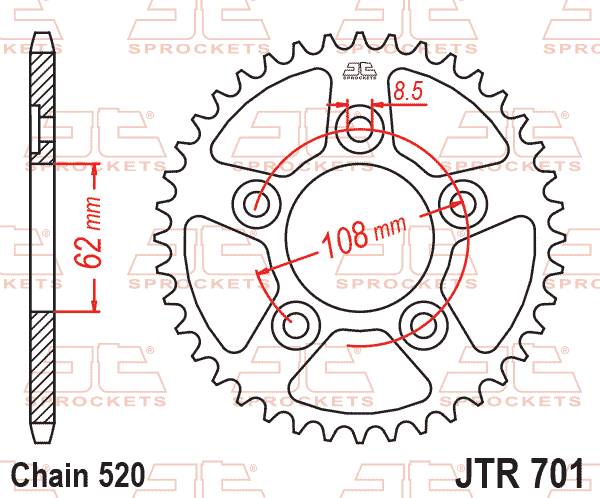 Rear Sprocket JTR701.41 Jt 520