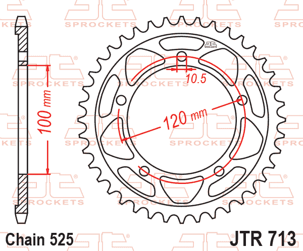 Rear Sprocket JTR713.41 Steel, Road