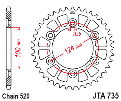 Rear Sprocket Alloy Gold 735, JTA735.40GOLD