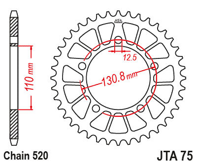 Rear Sprocket Alloy JTA75.45BLK, Bmw 520 Chain Conversion