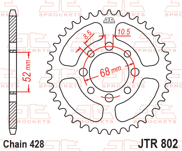 Rear Sprocket JTR802.34 Jt 428 Black