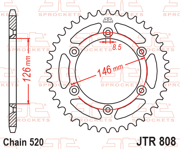 Rear Sprocket Steel Hard Zbk, C45 Induction JTR808.47ZBK