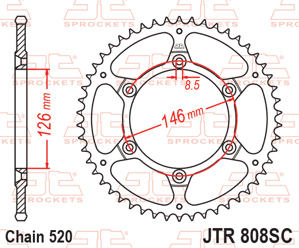Rear Sprocket Steel JTR808.49SC, Lightweight Self-cleaning