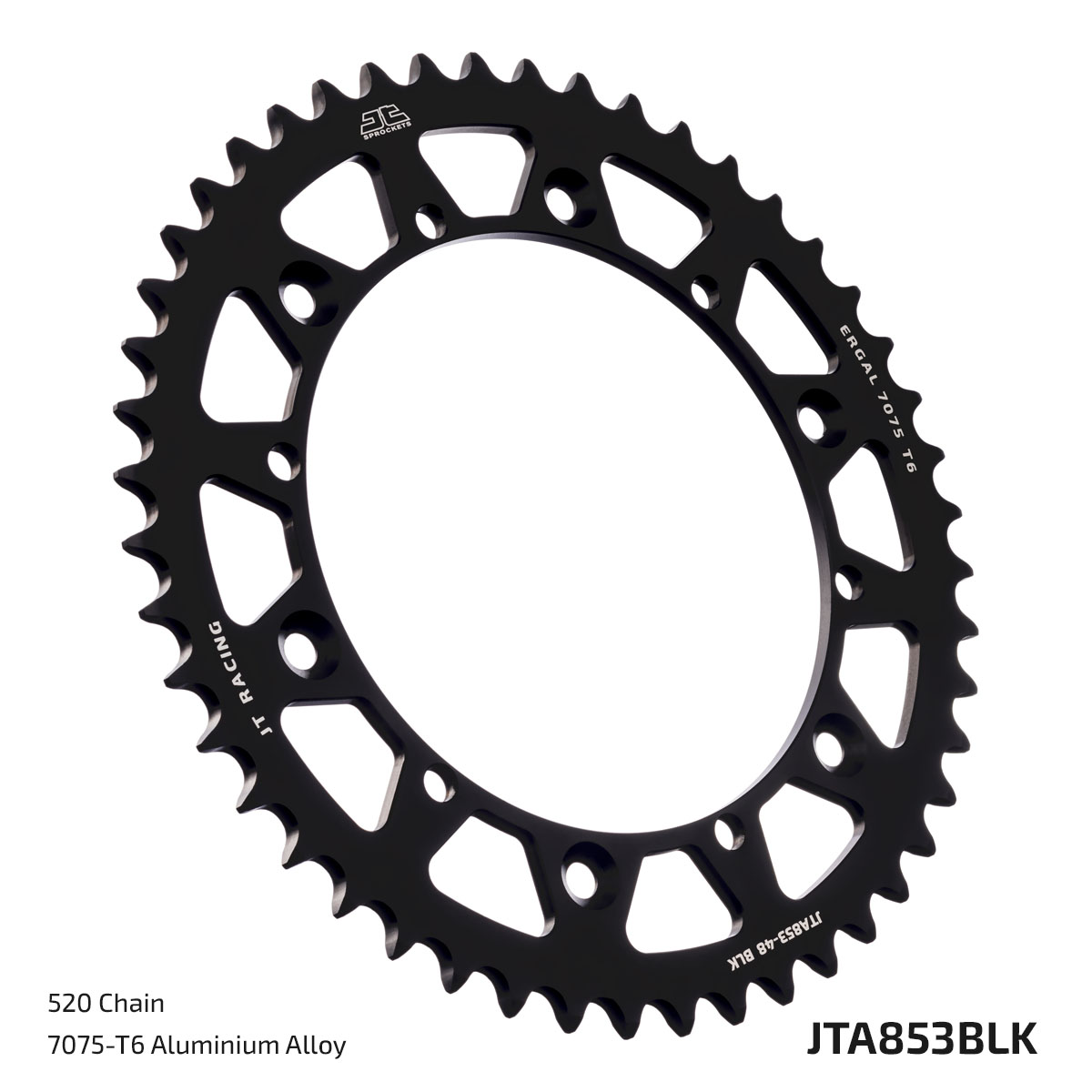 Rear Sprocket Alloy Black, JTA853.43BLK 7075-T6 Aluminium