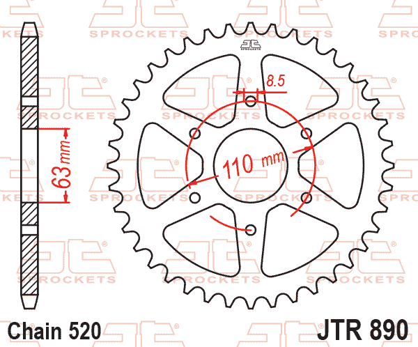 Rear Sprocket JTR890.45 Jt 520