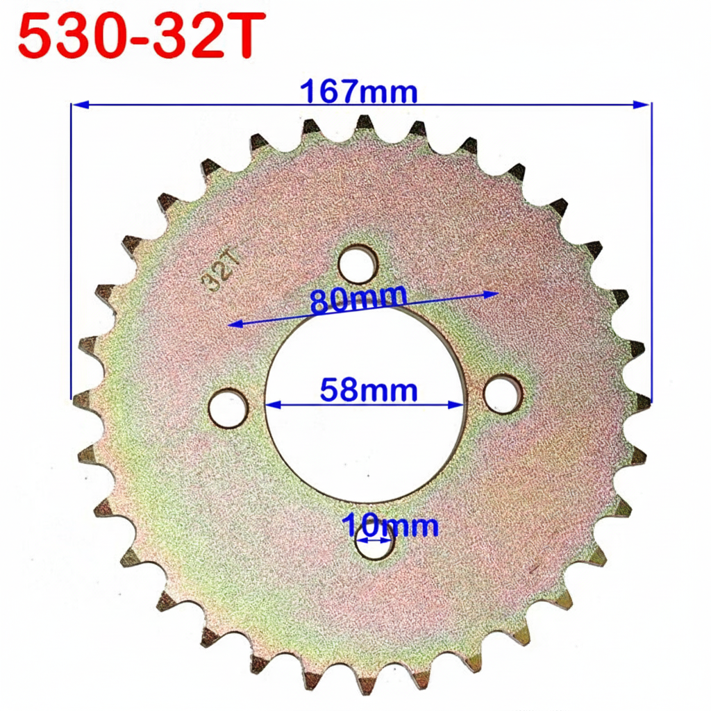 Dirt Racing Rear Sprocket Steel 32T 58mm ID 80mm Pcd 530 Chain