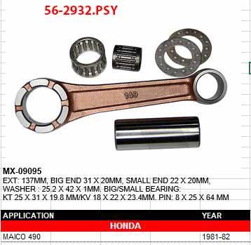 Connecting Rod Kit Maico 490 81-82, Psychic RX-12004
