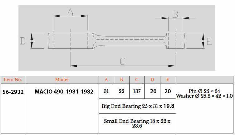 Connecting Rod Kit Maico 490 81-82, Psychic RX-12004