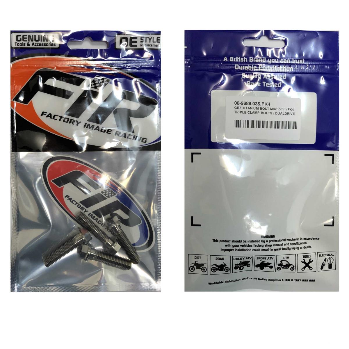 Factory Image Racing Titanium GR5 Titanium Bolt M8x35mm PK4, Triple Clamp Bolts / Dualdrive, / KTM Re: 25080406