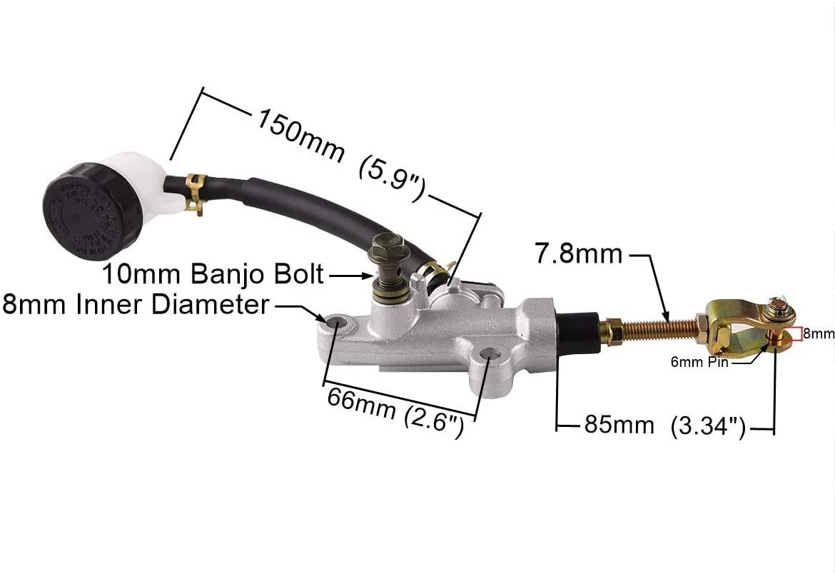 Factory Image Racing Master Cylinder Rear Yamaha 1987-2013 Yfm 350 X Raptor Banshee Warrior 5FK-2583V-00-00 With 90* Reservoir