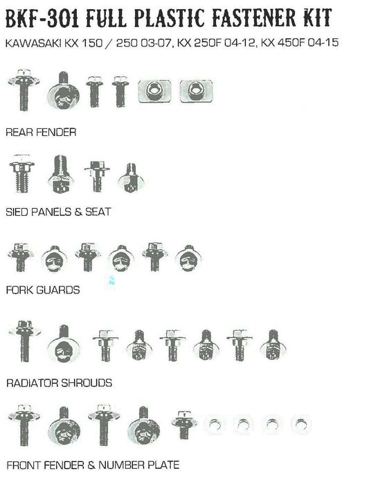 PLASTIC BOLT KIT KAWASAK STYLE, FULL PLASTIC FASTENER KIT
