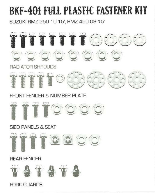 PLASTIC BOLT KIT SUZUKI STYLE, FULL PLASTIC FASTENER KIT