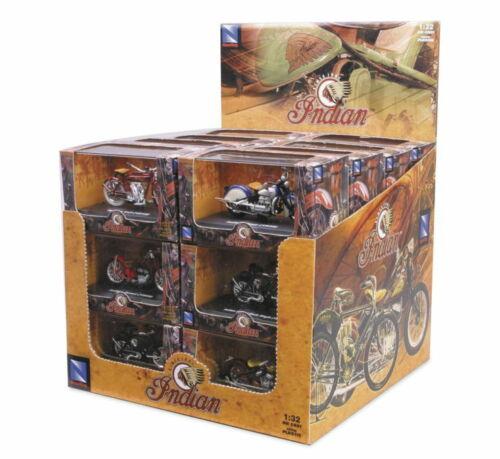 MODEL DIE CAST INDIAN ASSORTMENT, 12 BIKE STYLES, 24 PIECES, SCALE 1:32, NEWRAY 06067