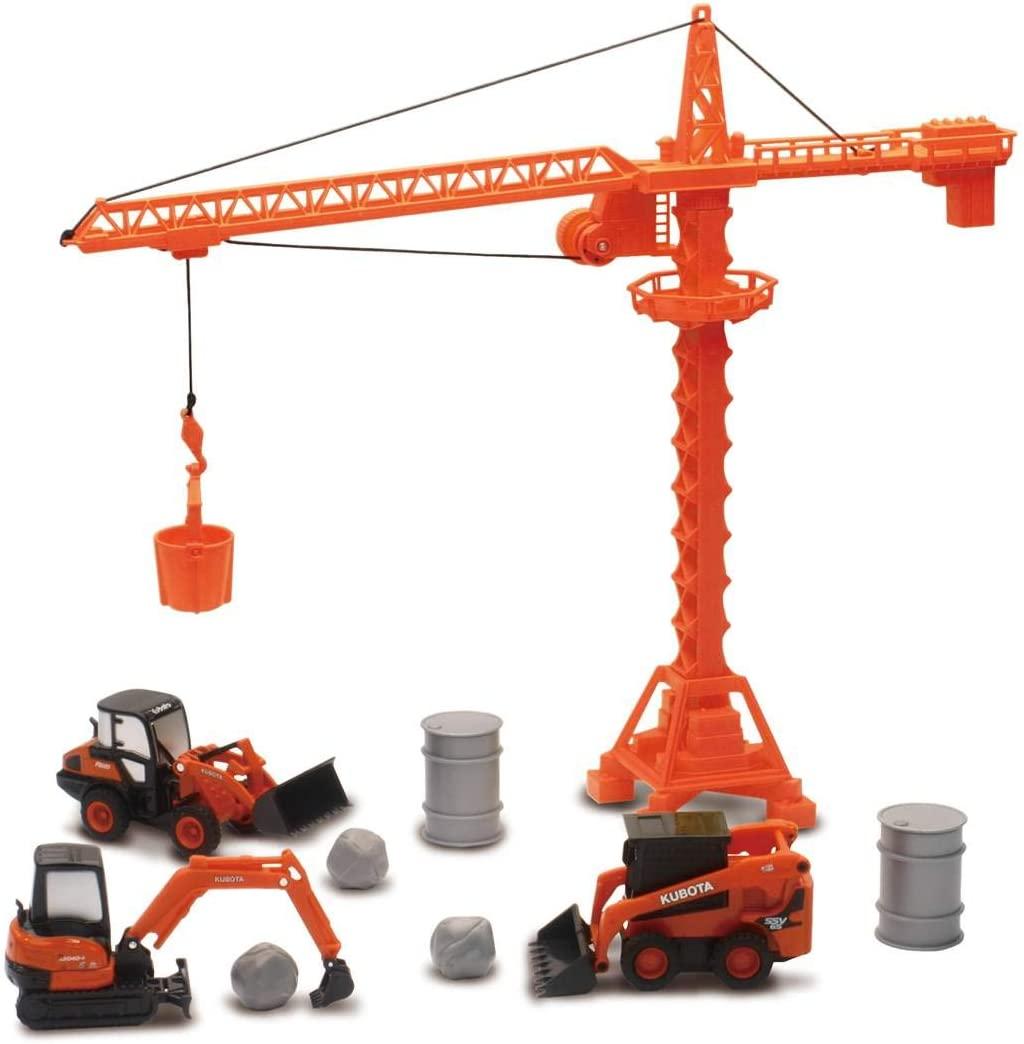 MODEL DIE CAST KUBOTA CONSTRUCTION, VEHICLES WITH CRANE SET, SCALE 1:64, NEWRAY SS-33563
