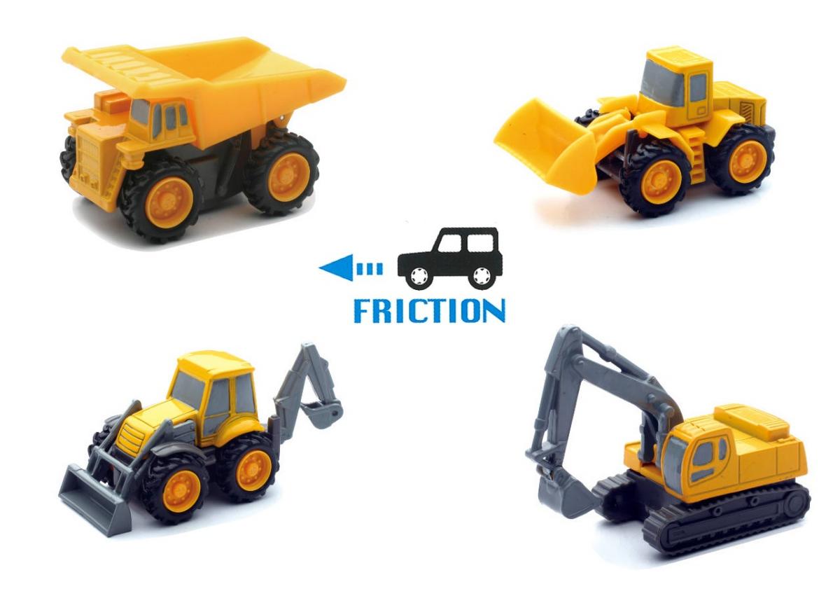 MODEL DIE CAST MINI CONSTRUCTION VEHICLES, PULL-BACK, 4 STYLES, 12 PIECES, SCALE 1:32, NEWRAY 01627A 01624A 01624B 01624C 01624D