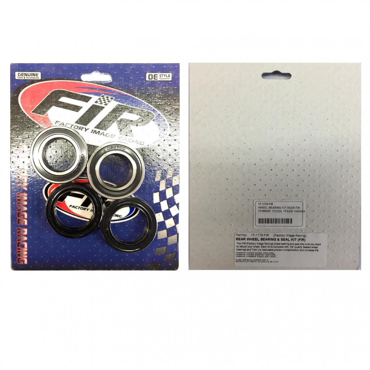Factory Image Racing Wheel Bearing Kit Rear FIR, YFM660R, YFZ350, YFS200 Yamaha