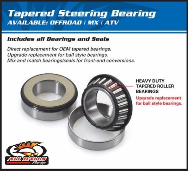 All Balls Racing Steering Bearing Kit Allballs, Allballs 22-1023 Kaw/Suz/Tri/Yam