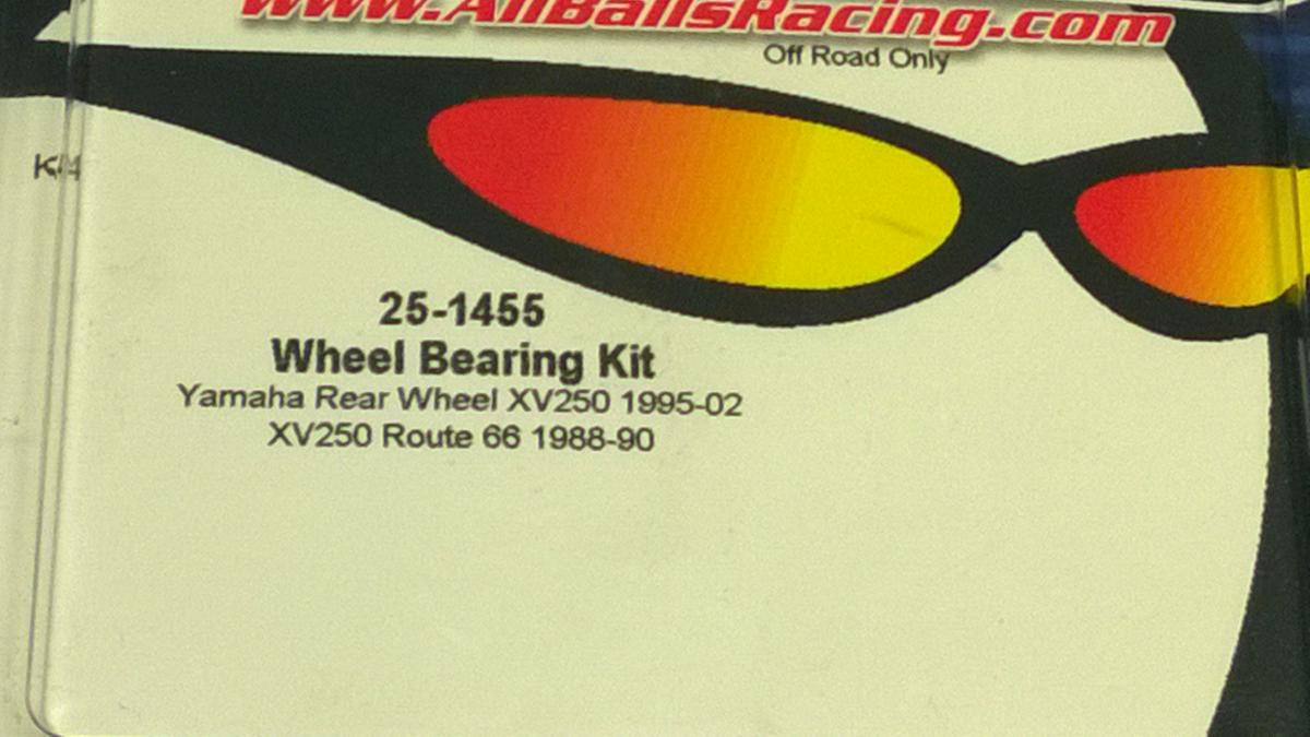 All Balls Racing Wheel Bearing Kit Rear 88-22 Yam XV250, Allballs 25-1455 Road