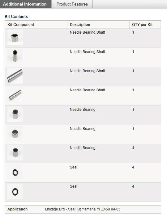 All Balls Racing Arm Linkage Bearing Kit YFZ450, Allballs 27-1116 Yamaha 04-05
