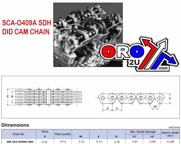 D.I.D Chain Cam Chain SCA-0409A 124 Link DID, 3116705, 30-559.DID