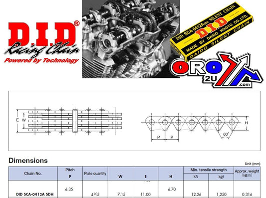 D.I.D Chain Cam Chain SCA-0412A 146L DID, DID-C-SCA0412A146, DIDCSCA0412A146