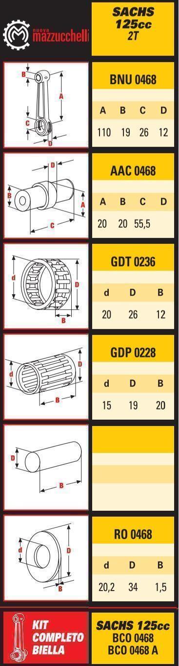 Mazzucchelli Connecting Rod Sach 125, BCO0468 Nuova 0468