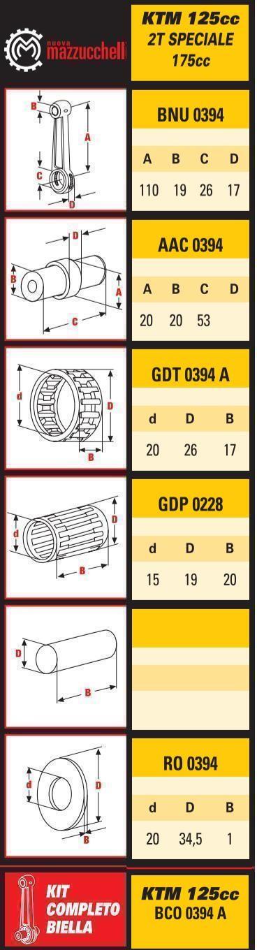 Mazzucchelli Connecting Rod KTM125 86-87, Conrod 0394 BCO0394A, 50130015044