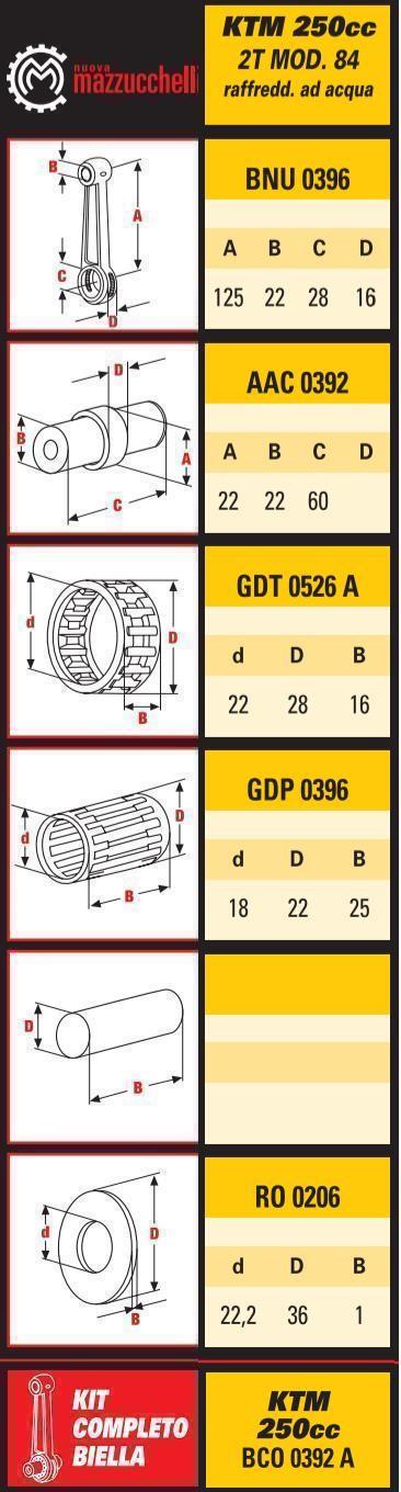 Mazzucchelli Connecting Rod 80-89 KTM250, KTM 250, BCO0392A, 54330015044