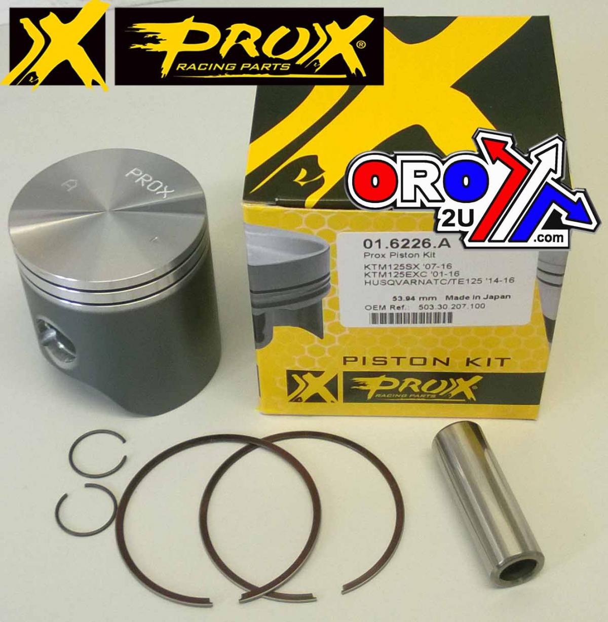 Pro-X Racing Piston Kit 07-25 KTM SX125 54, Prox 01.6226.B 503.30.207.100, Made in Japan