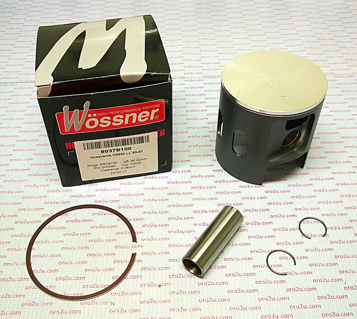 Piston Kit 83-88 500 88.00mm, Wossner 8037D200 Husqvarna