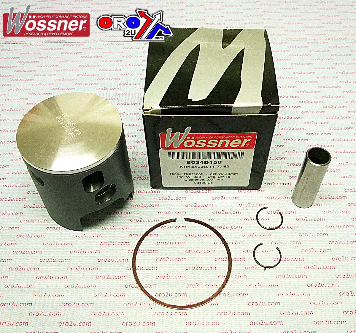 Piston Kit 77-82 KTM250 72.50, Wossner Forged 8034D150